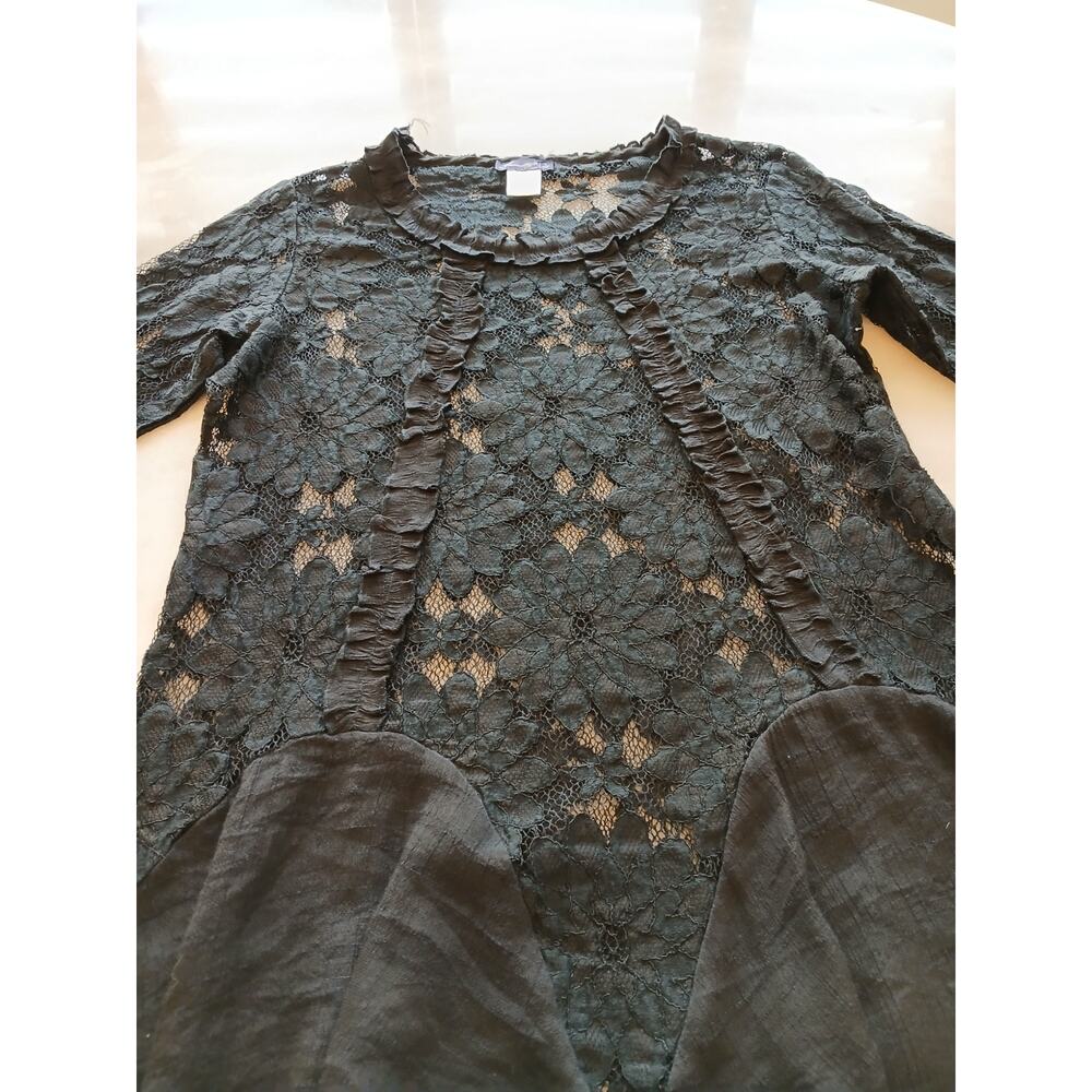 Gothic vintage black lace tunic size L made by Firmianalily free shipping